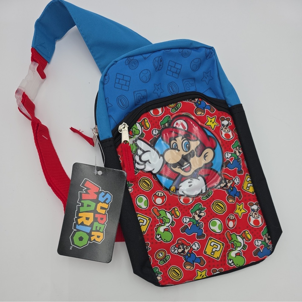 NWT Super Mario Bioworld Sling Crossbody Bag Kids Nintendo Gaming Gear